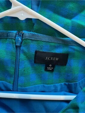 J. Crew Blue and Green Plaid Dress with Back Zip